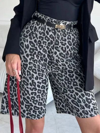 Leopard Print High-Waisted Casual Shorts Easy Apparels