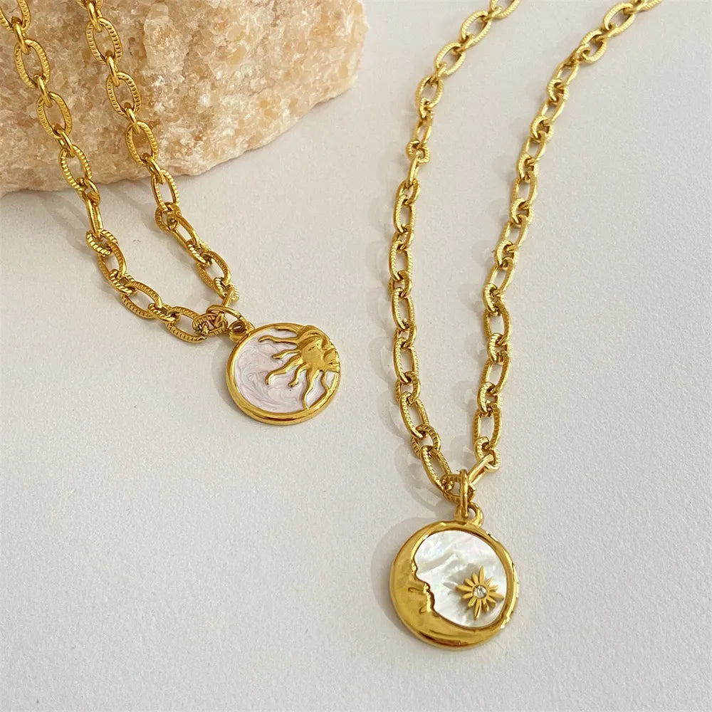 Titanium Steel Sun & Moon Necklace Easy Apparels