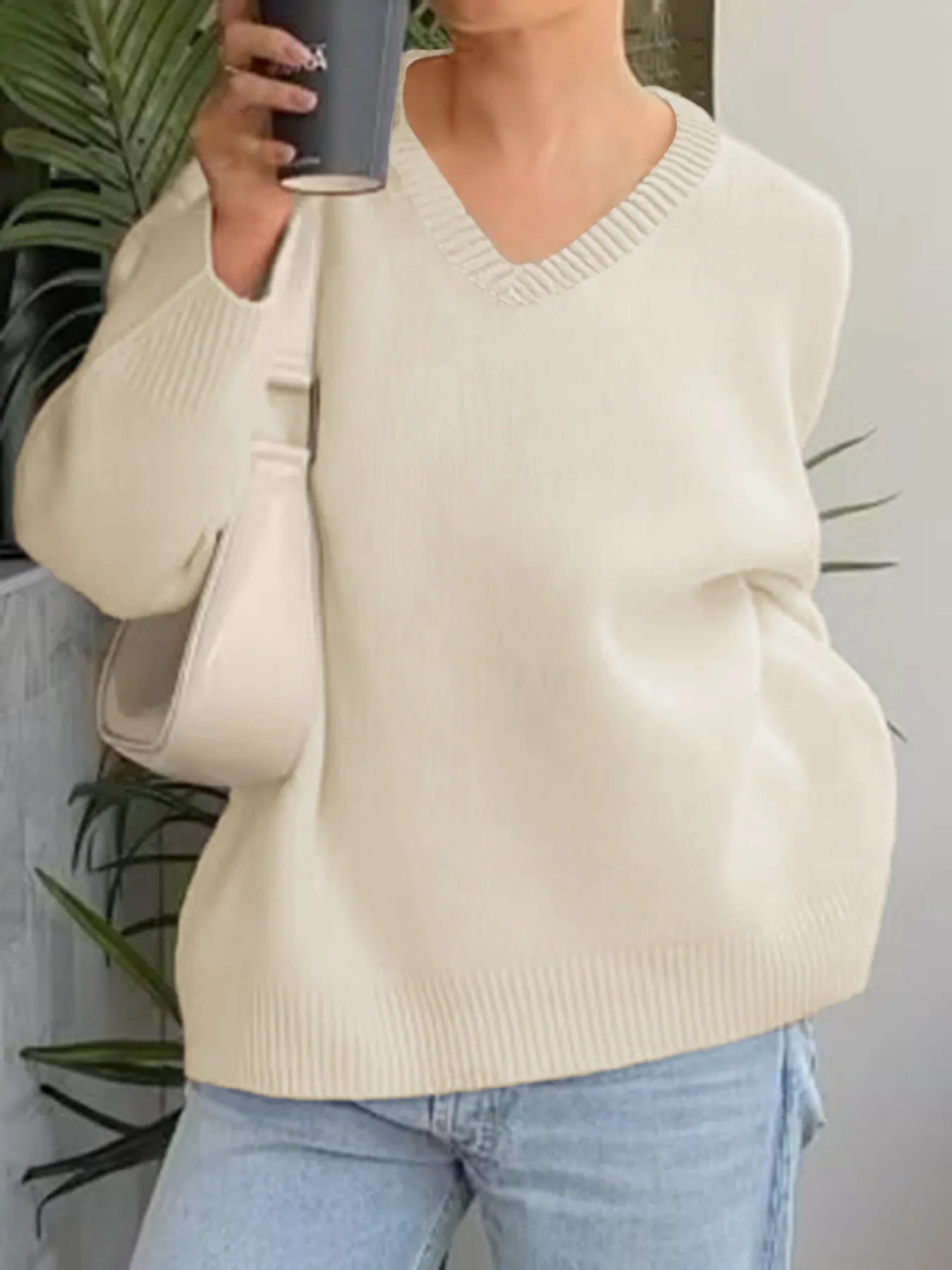 Trendsi V-Neck Long Sleeve Sweater
