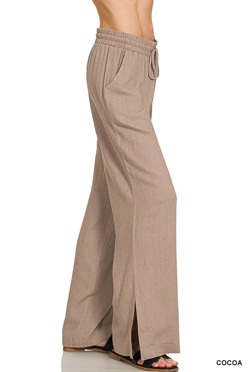 Zenana Linen Drawstring Pants Easy Apparels