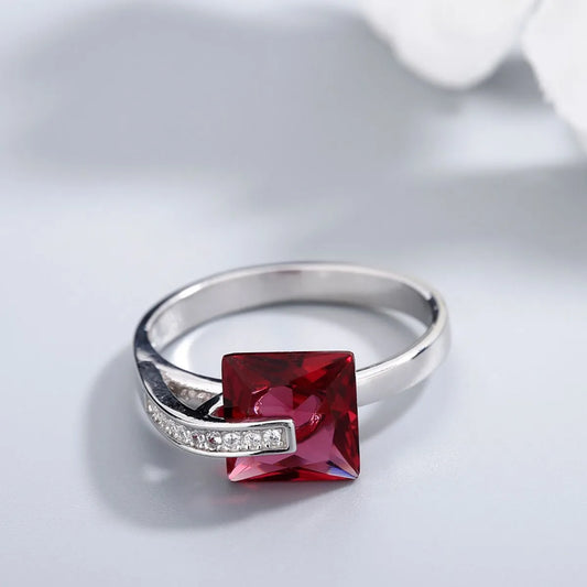 925 Sterling Silver Inlaid Zircon Ring Silver Easy Apparels
