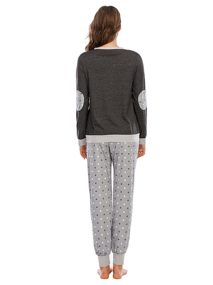 Long Sleeve Top and Polka Dot Pants Set Easy Apparels
