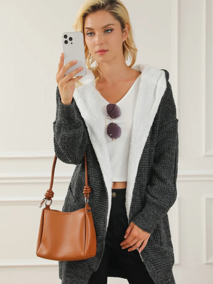 Open Front Hooded Winter Coat with Pockets Easy Apparels