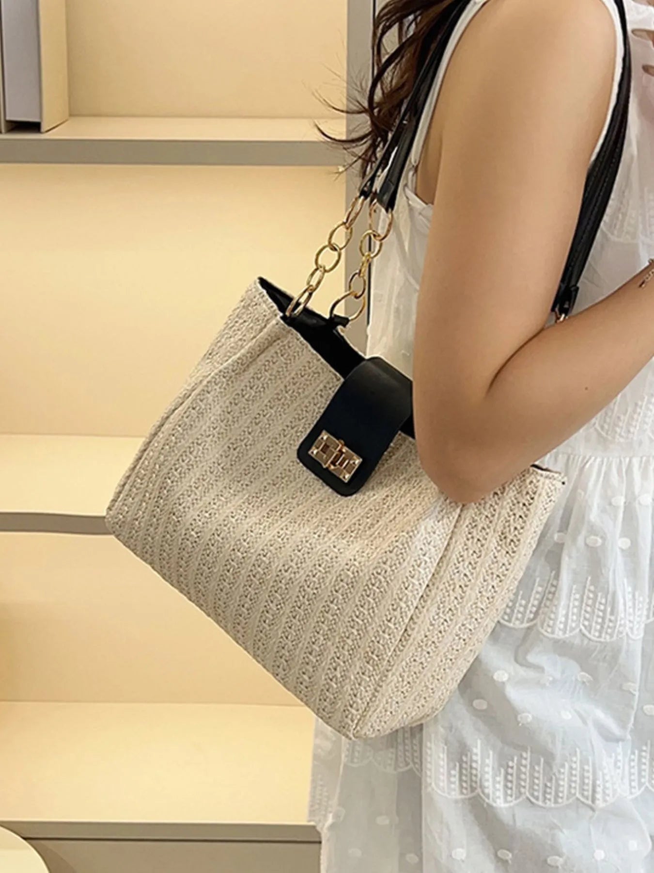 Woven Straw Shoulder Bag Easy Apparels