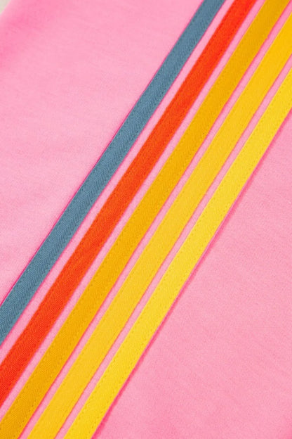 Contrast Striped Elastic Waist Active Pants Easy Apparels