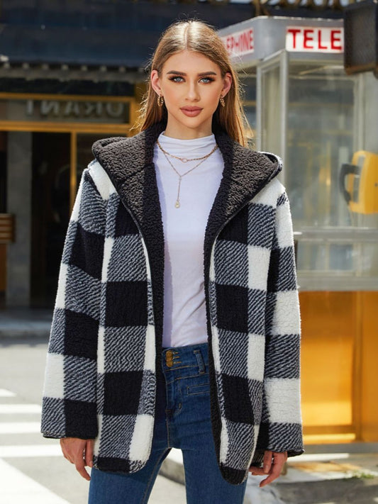 Two-Side Wear Hooded Coat Black Easy Apparels