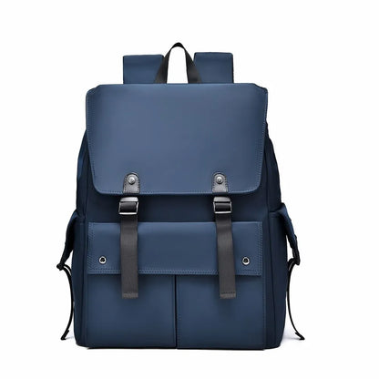 PU Leather Multi-Pockets Adjustable Strap Backpack Bag Peacock Blue One Size Easy Apparels