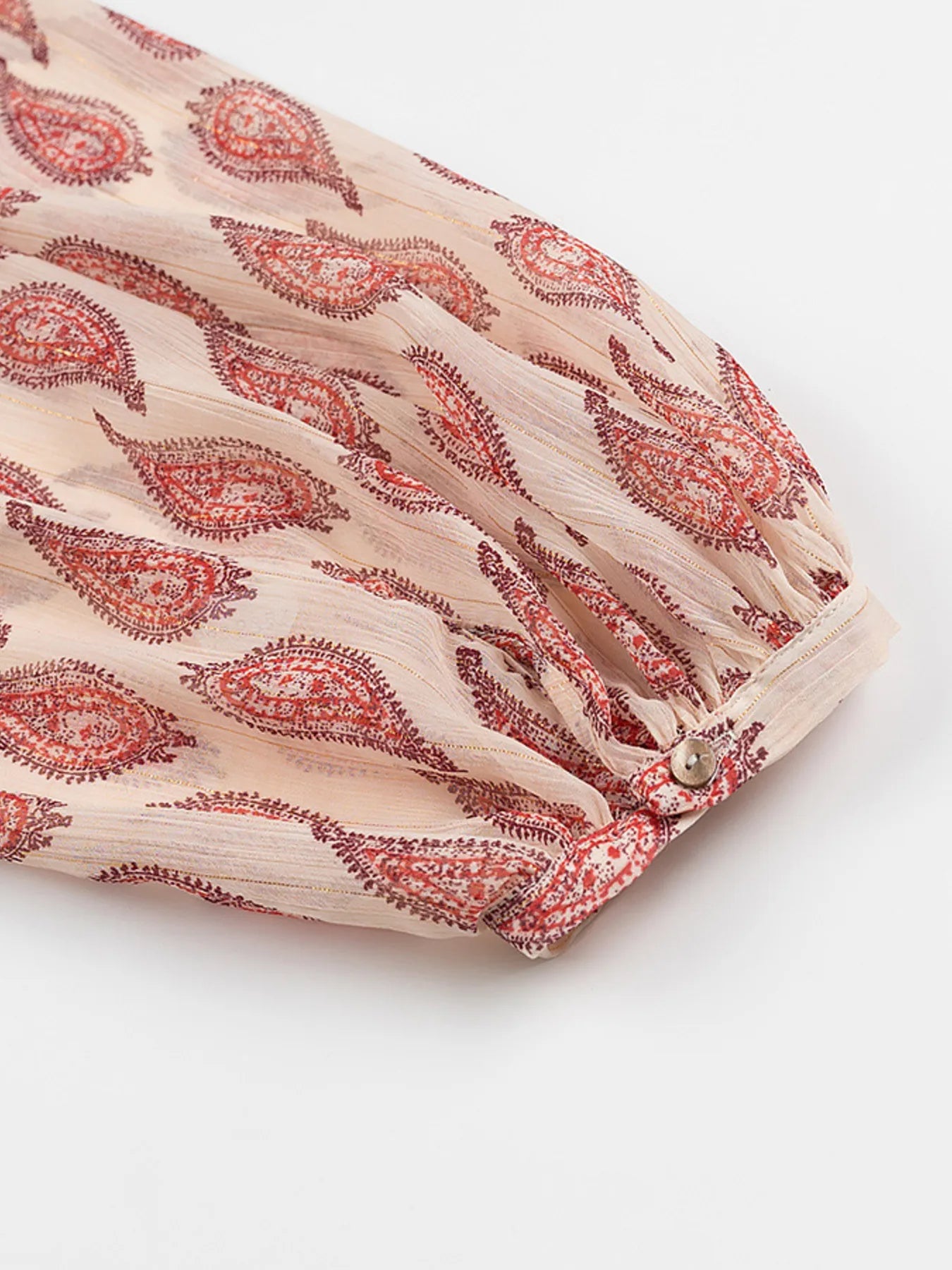 Trendsi Paisley Print Frill Tie Neck Long Sleeve Blouse