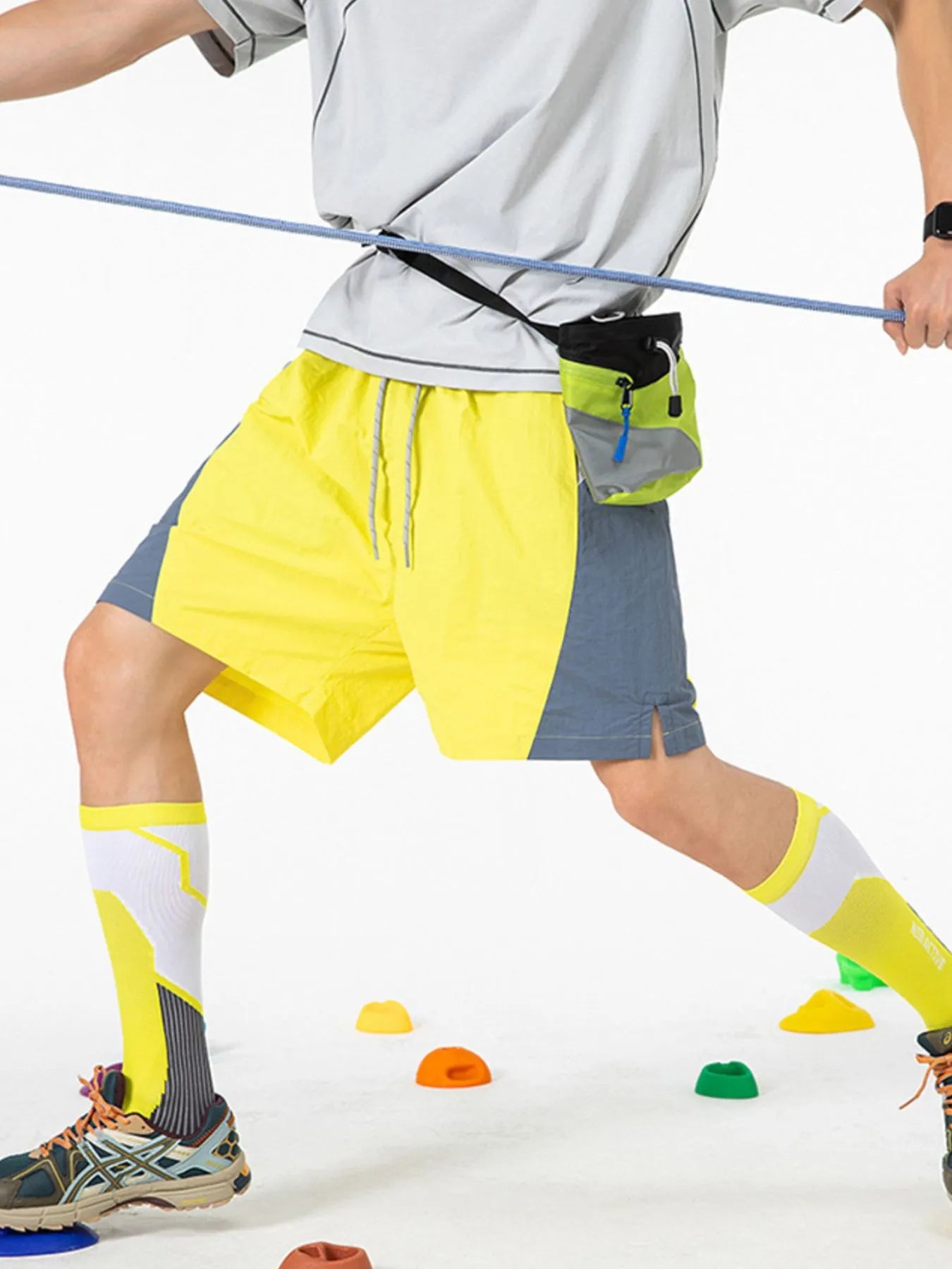 Men's Drawstring Color Block Shorts Yellow Easy Apparels