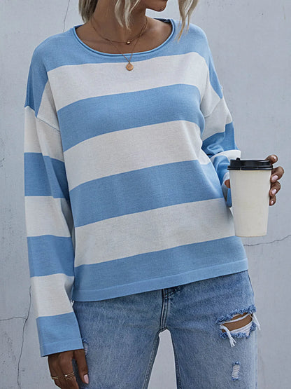 Trendsi Striped Casual Long Sleeve Knit Top