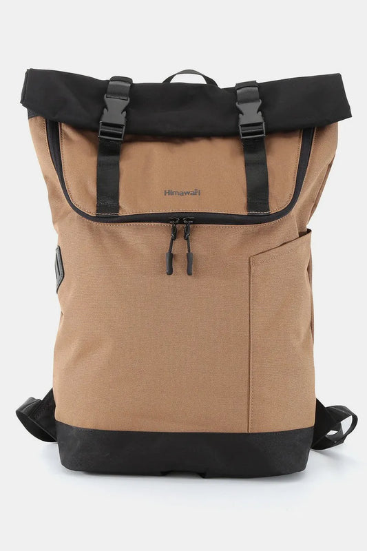 Himawari Contrast Waterproof Canvas Backpack Bag Mocha One Size Easy Apparels