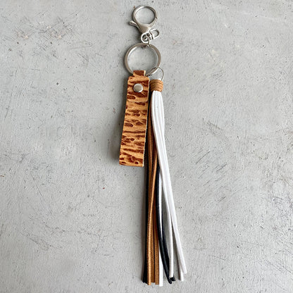 Genuine Leather Tassel Keychain Camel One Size Easy Apparels