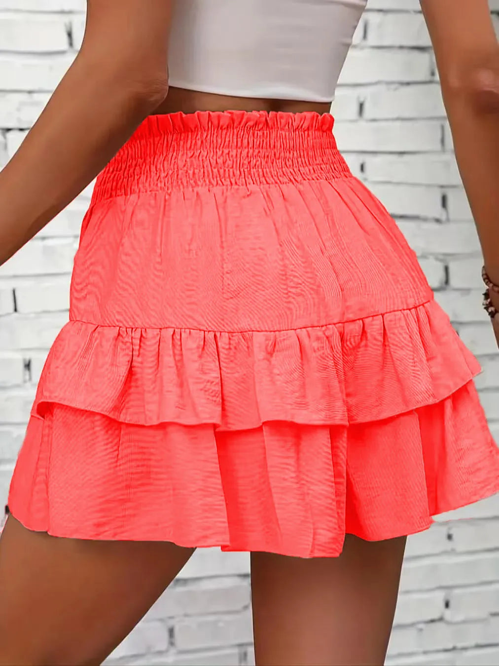Ruffle Layered High Waist Casual Skort Easy Apparels