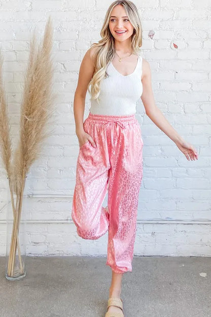 And The Why Satin Leopard Print Joggers Easy Apparels
