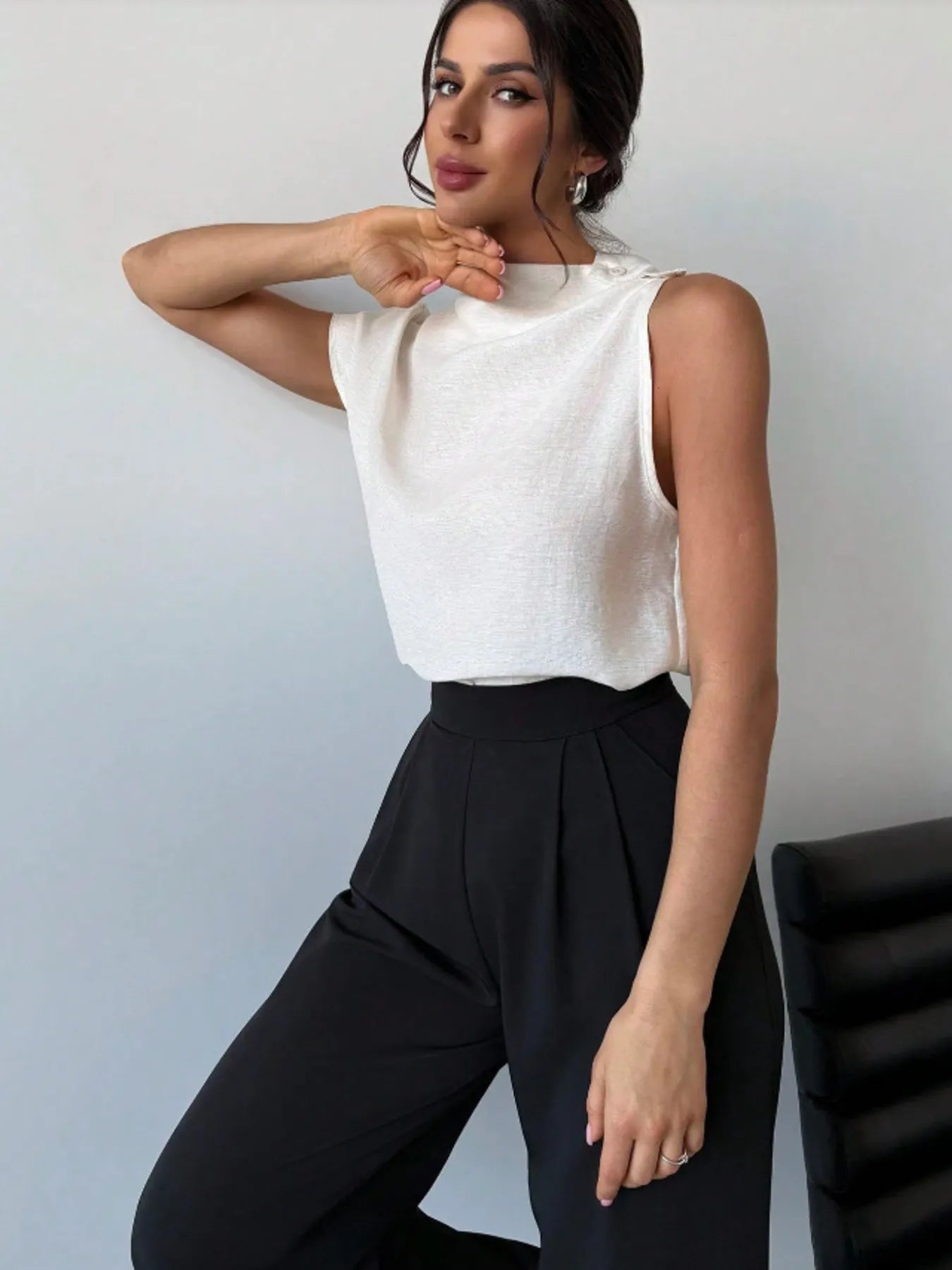 Trendsi Mock Neck Solid Color Tank