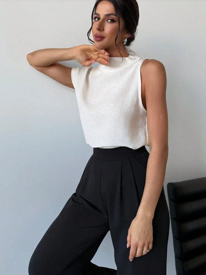 Trendsi Mock Neck Solid Color Tank