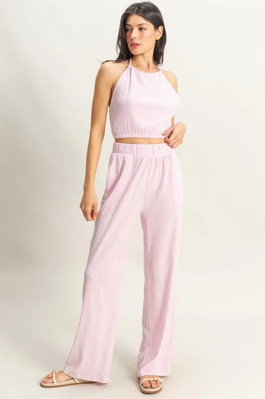 HYFVE Striped Halter Neck Top and Pants Set Easy Apparels