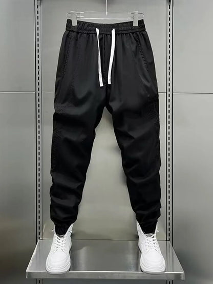 Men's Plus Size Casual Drawstring Joggers Black Easy Apparels
