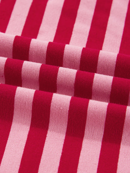 Trendsi Striped Drop Shoulder V Neck Top