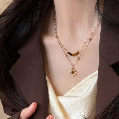 Tiger's Eye Copper Double Layered Necklace Easy Apparels