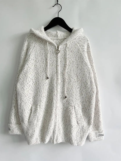 Zip Up Drawstring Long Sleeve Hooded Sweater Easy Apparels