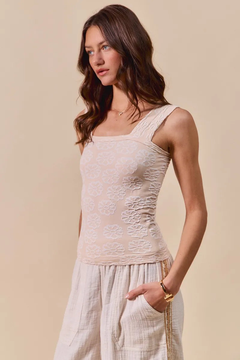 Trendsi SO ME Two Tone Floral Seamless Tank Top