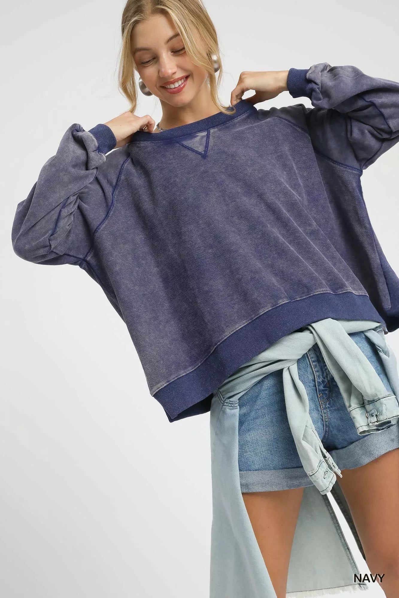Trendsi Umgee Mineral Wash French Terry Sweatshirt