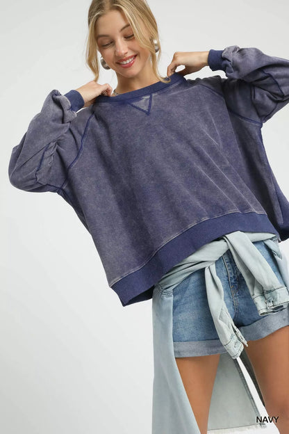 Trendsi Umgee Mineral Wash French Terry Sweatshirt