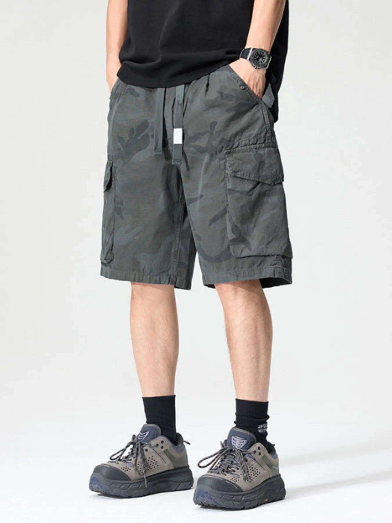 Men's Full Size Drawstring Cargo Shorts Plus Size Easy Apparels