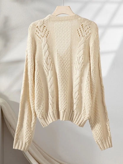 Chunky Cropped Button-Up Sweater Cardigan Easy Apparels