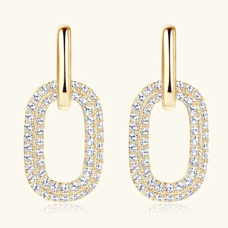 2.16 Carat Moissanite 925 Sterling Silver Earrings Gold One Size Easy Apparels