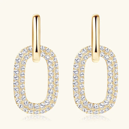 2.16 Carat Moissanite 925 Sterling Silver Earrings Gold One Size Easy Apparels