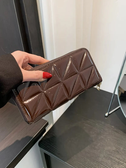 PU Leather Solid Color Wallet Brown One Size Easy Apparels