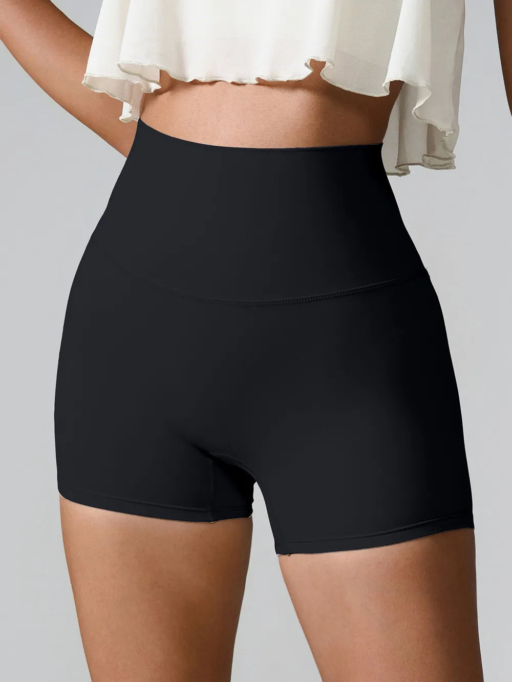 High Waist Active Shorts Black Easy Apparels