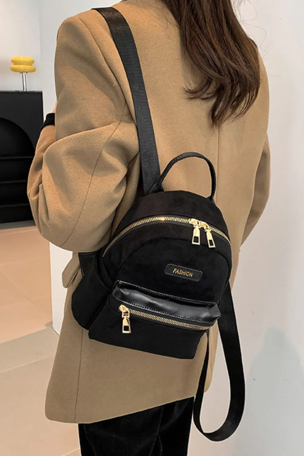 Suede Adjustable Strap Backpack Bag Easy Apparels