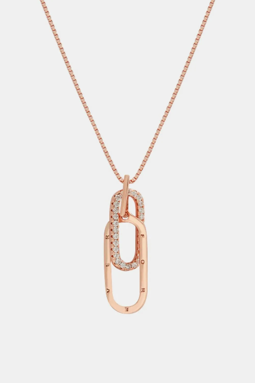 925 Sterling Silver Inland Zircon Necklace Rose Gold One Size Easy Apparels