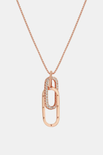 925 Sterling Silver Inland Zircon Necklace Rose Gold One Size Easy Apparels