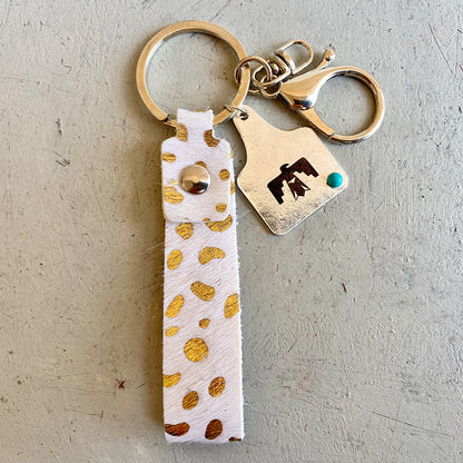 Genuine Leather Alloy Keychain White One Size Easy Apparels