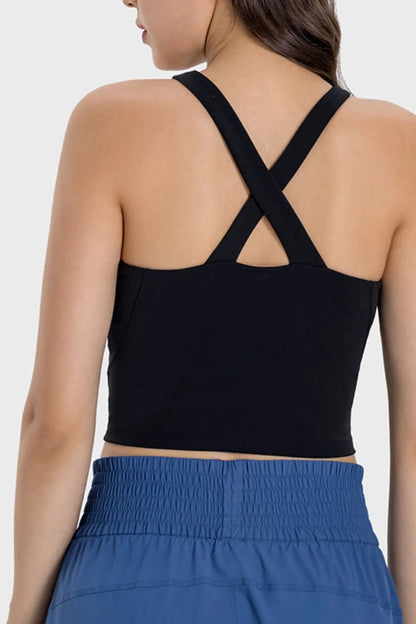 Millennia Crisscross Grecian Neck Active Cami Easy Apparels
