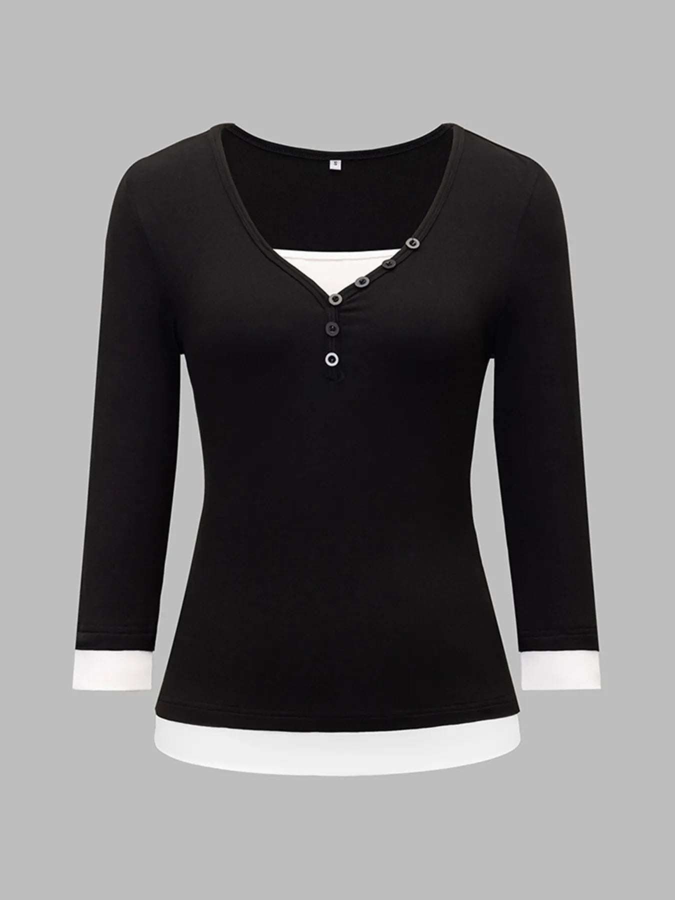 Trendsi Contrast Trim Long Sleeve T-Shirt