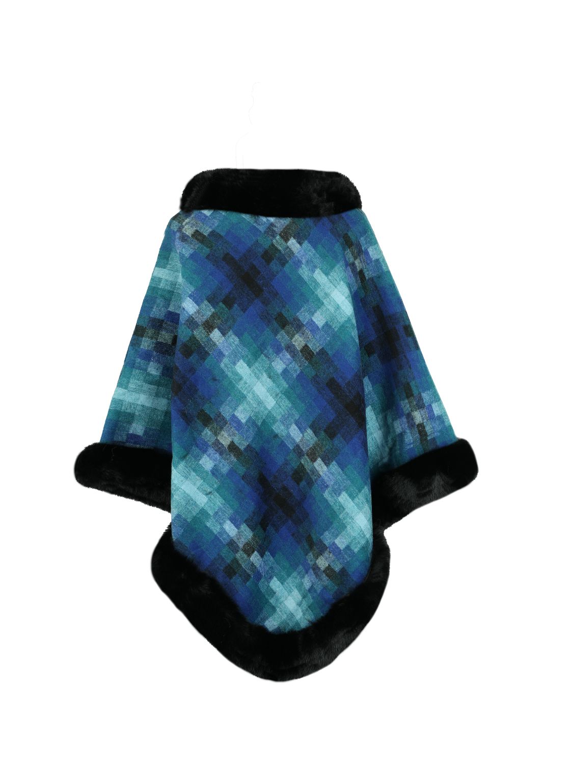 Faux Fur Trim Poncho Easy Apparels
