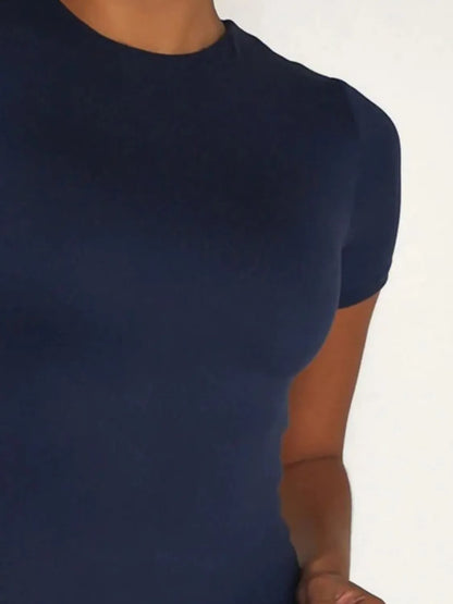 Round Neck Short Sleeve Swim Top Easy Apparels