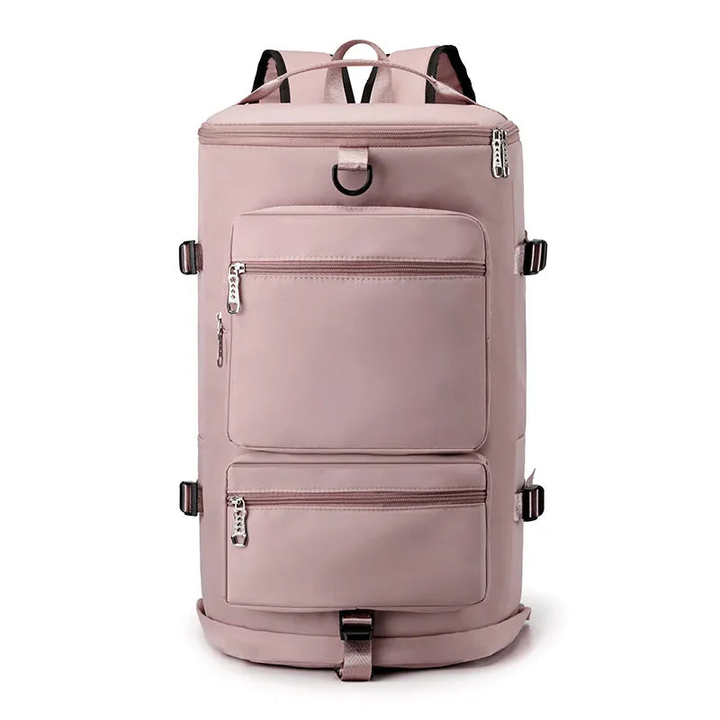 Multi Pocket Travel Backpack Bag Dusty Pink One Size Easy Apparels