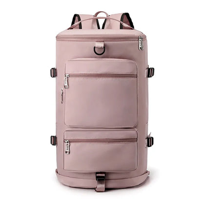 Multi Pocket Travel Backpack Bag Dusty Pink One Size Easy Apparels