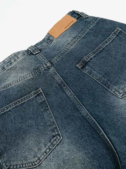 Men's Pearl Embellished Wide Leg Denim Shorts Easy Apparels