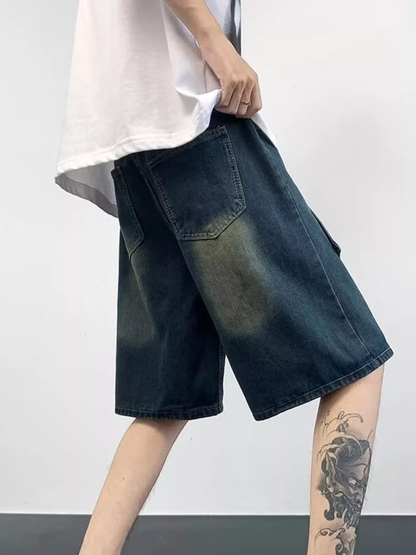 Men's Plus Size Wash Denim Shorts with Pockets Easy Apparels