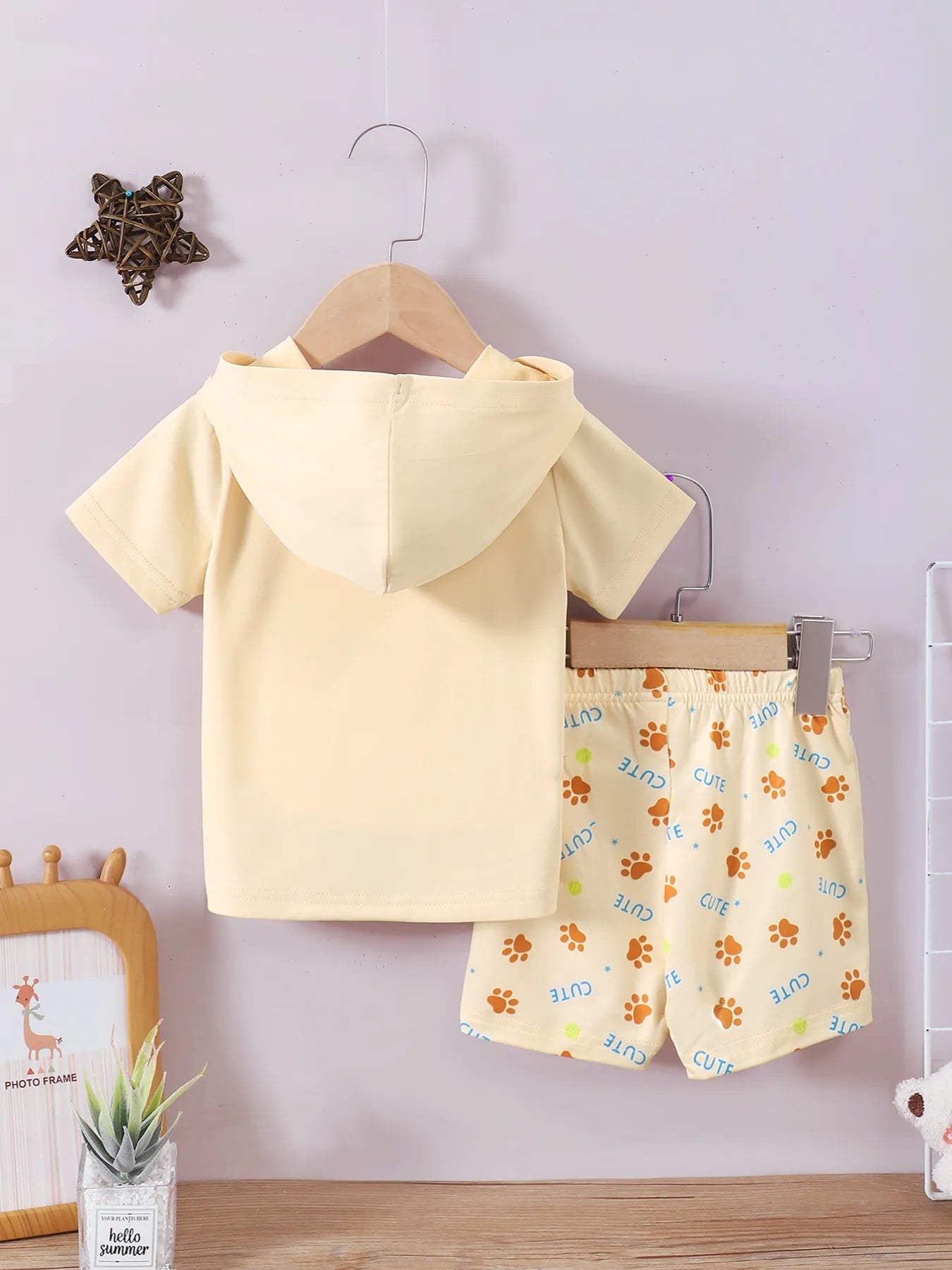 Children's Dog Short Sleeve Hoodie and Shorts Set Easy Apparels