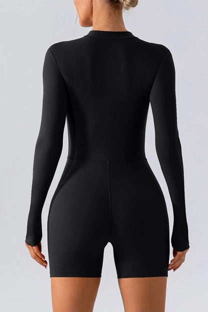 Half Zip Long Sleeve Active Romper Easy Apparels
