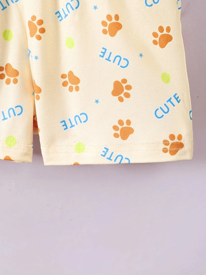 Children's Dog Short Sleeve Hoodie and Shorts Set Easy Apparels