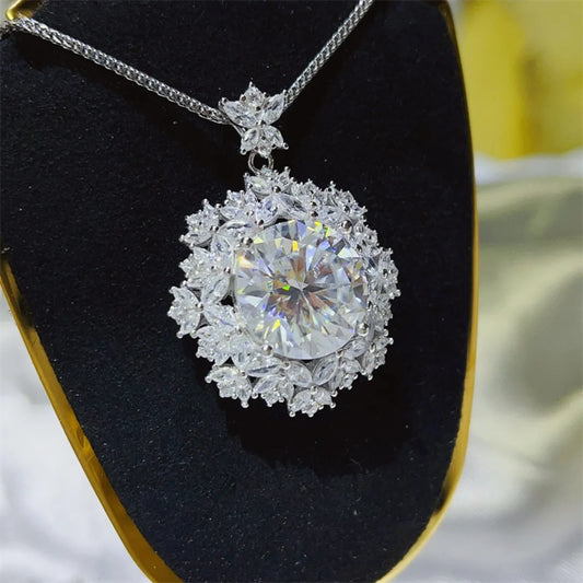 10 Carat Moissanite 925 Sterling Silver Necklace White One Size Easy Apparels